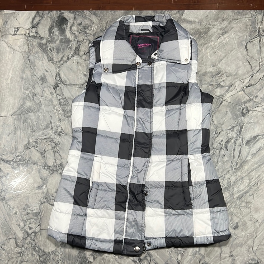 Black and White Gingham Puffer Vest